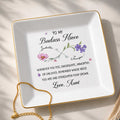 To My Badass Niece Straighten Your Crown Infinity Birth Month Flowers - Personalized Custom Jewelry Dish, Square Ceramic Dish - NCE095_SCRD