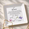To My Niece Always Remember Braver Stronger Flowers Infinity Symbol - Personalized Custom Jewelry Dish, Square Ceramic Dish - NCE096_SCRD