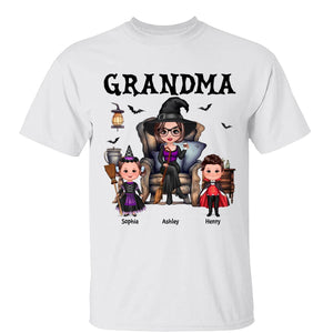 Grandma Witch Sitting On Chair with Kids personalized shirt