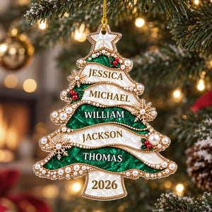 Golden Pearl Christmas Tree - Personalized 3D Effect Acrylic Ornament