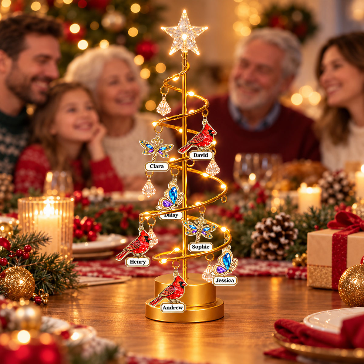In Our Memory LED tree lights family table