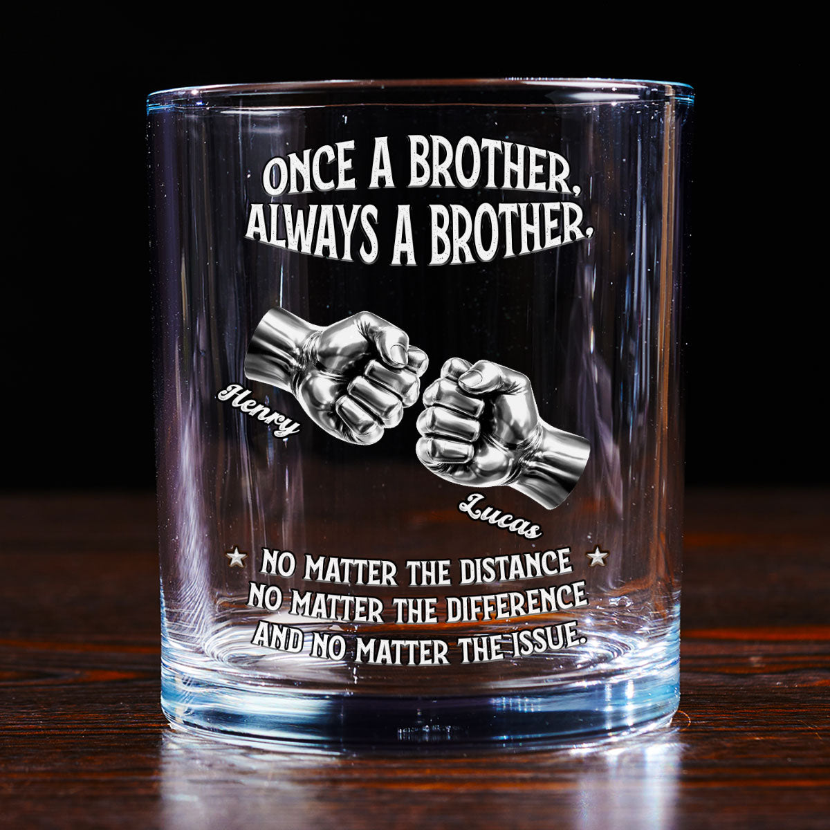 Always My Brother personalized whiskey glass