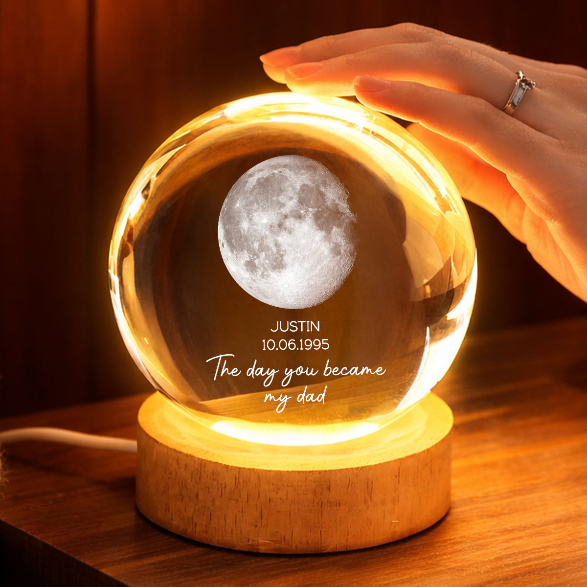 The Day You Became My Mom - Personalized Crystal Ball LED Night Light