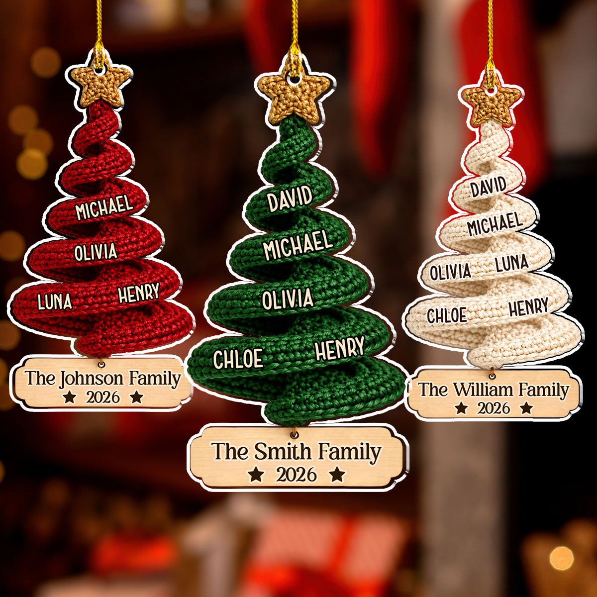 Custom Family Ornament, Christmas Gift for Family Members • Our Little Name Tree - Personalized Acrylic Ornament