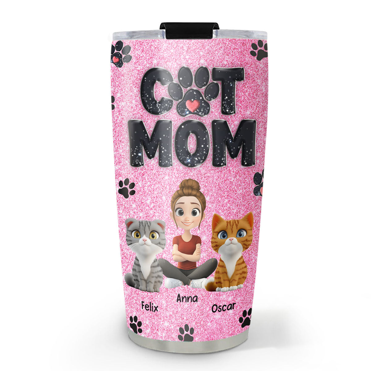Lovely Cat Mom Blink personalized tumbler