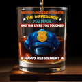 Never Underestimate The Difference You Made, Police Badge - Personalized Custom Whiskey Glass - OFC007_RWG