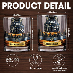 Customizable Tribute For Police Officers - Personalized Custom Whiskey Glass - OFC027_RWG