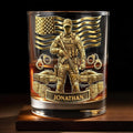 Celebrate Heroic Service With Police Officer Emblem and American Flag - Personalized Custom Whiskey Glass - OFC028_RWG