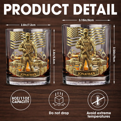 Celebrate Heroic Service With Police Officer Emblem and American Flag - Personalized Custom Whiskey Glass - OFC028_RWG
