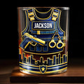 A Hero In Uniform Police Vest With Gun And Handcuffs - Personalized Custom Whiskey Glass - OFC061_RWG
