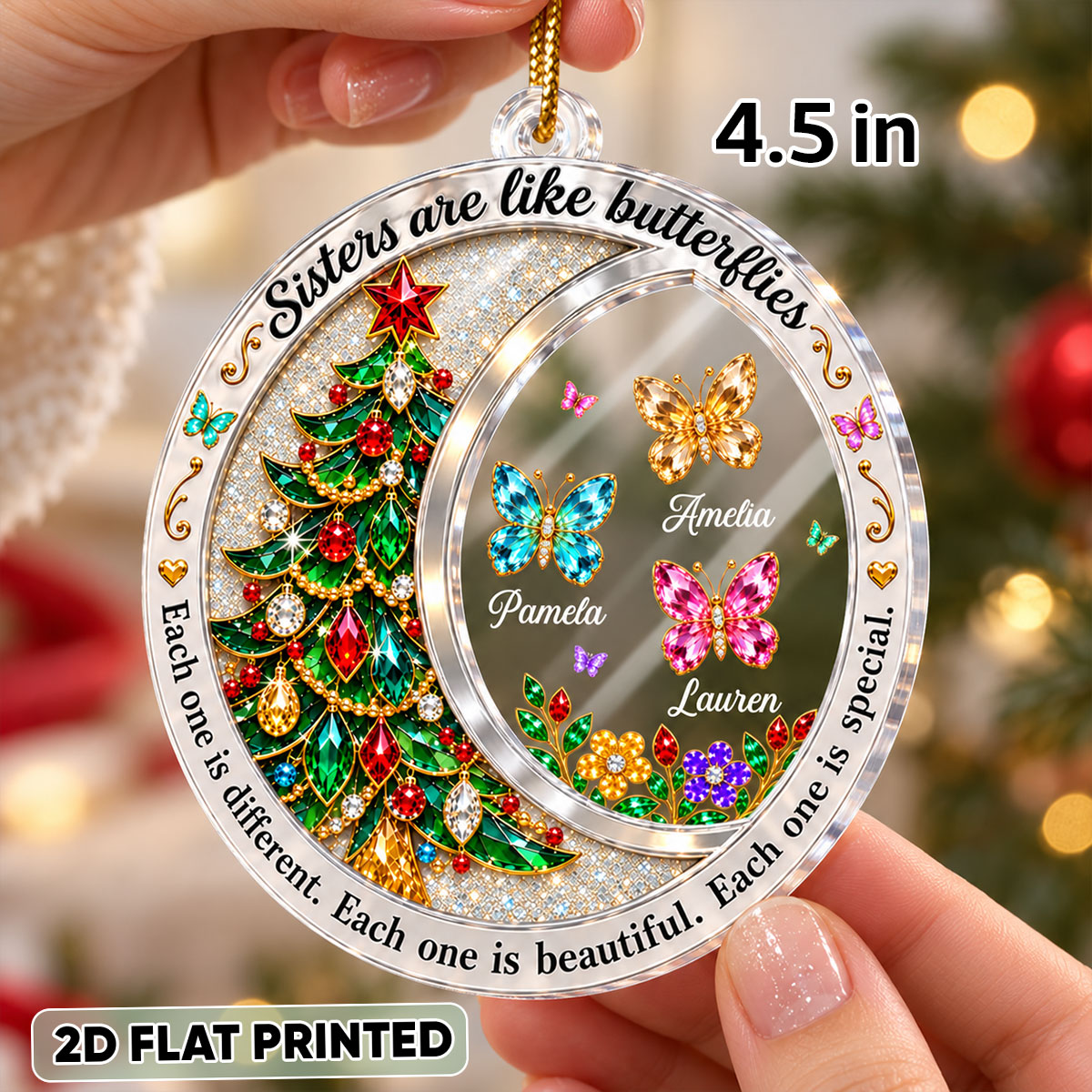 Sisters Are Like Butterflies - Personalized Acrylic Ornament