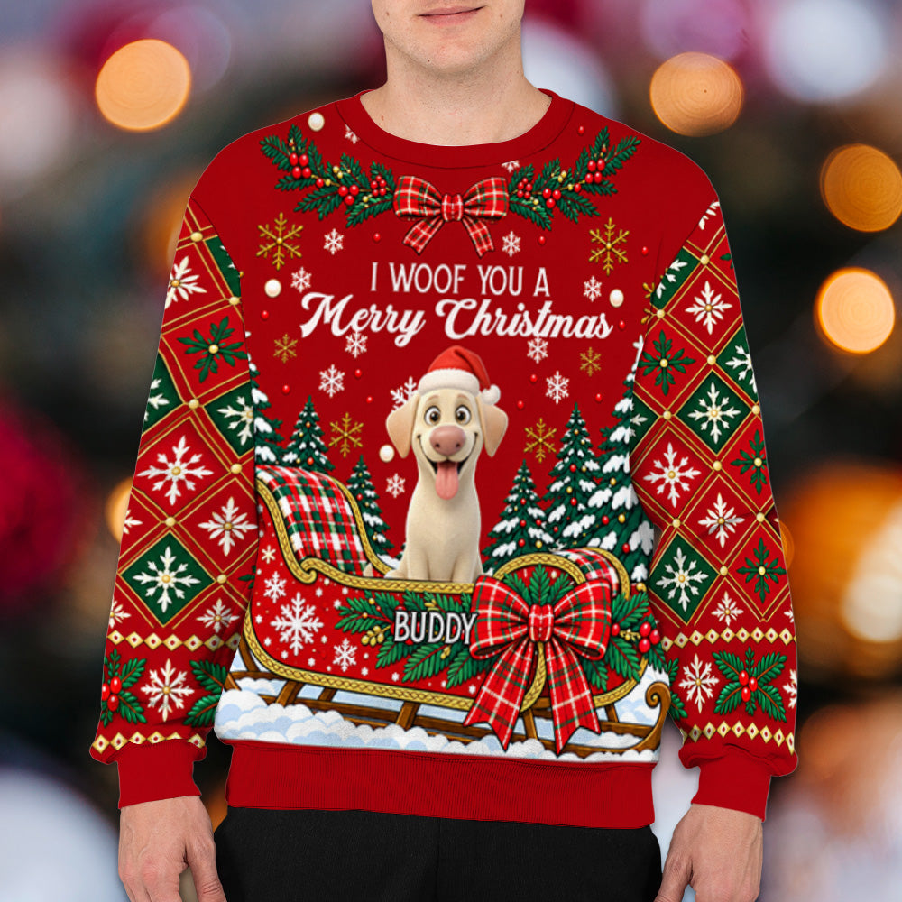 We Woof You A Merry Christmas - Personalized All-Over-Print Sweatshirt