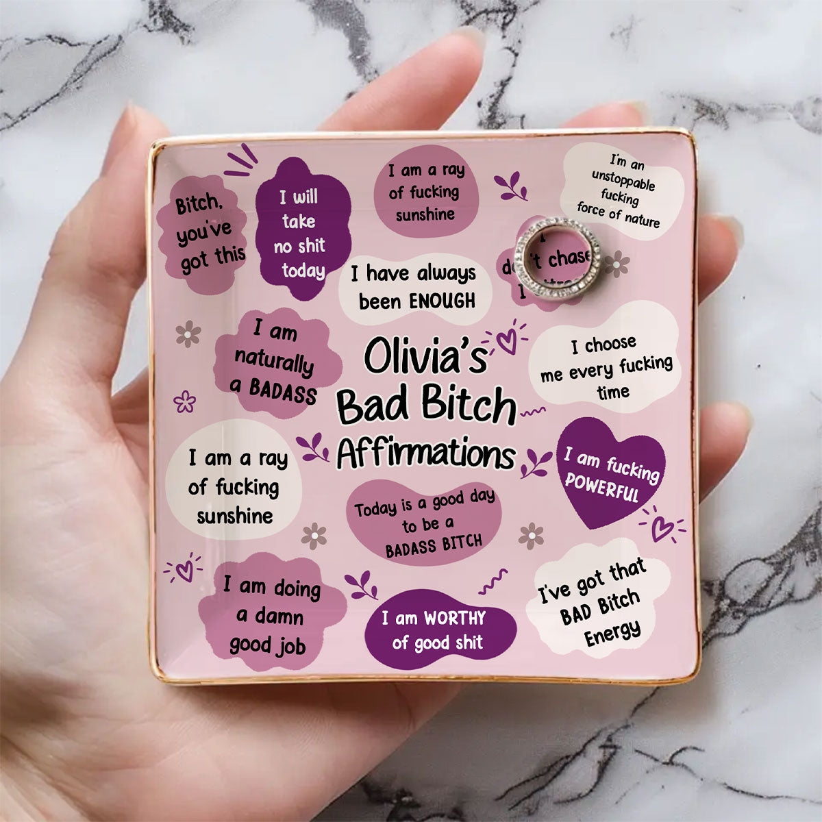 Daily Badass Affirmations - Personalized Jewelry Dish