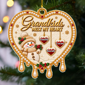 Grandkids Warm My Heart acrylic ornament on the tree
