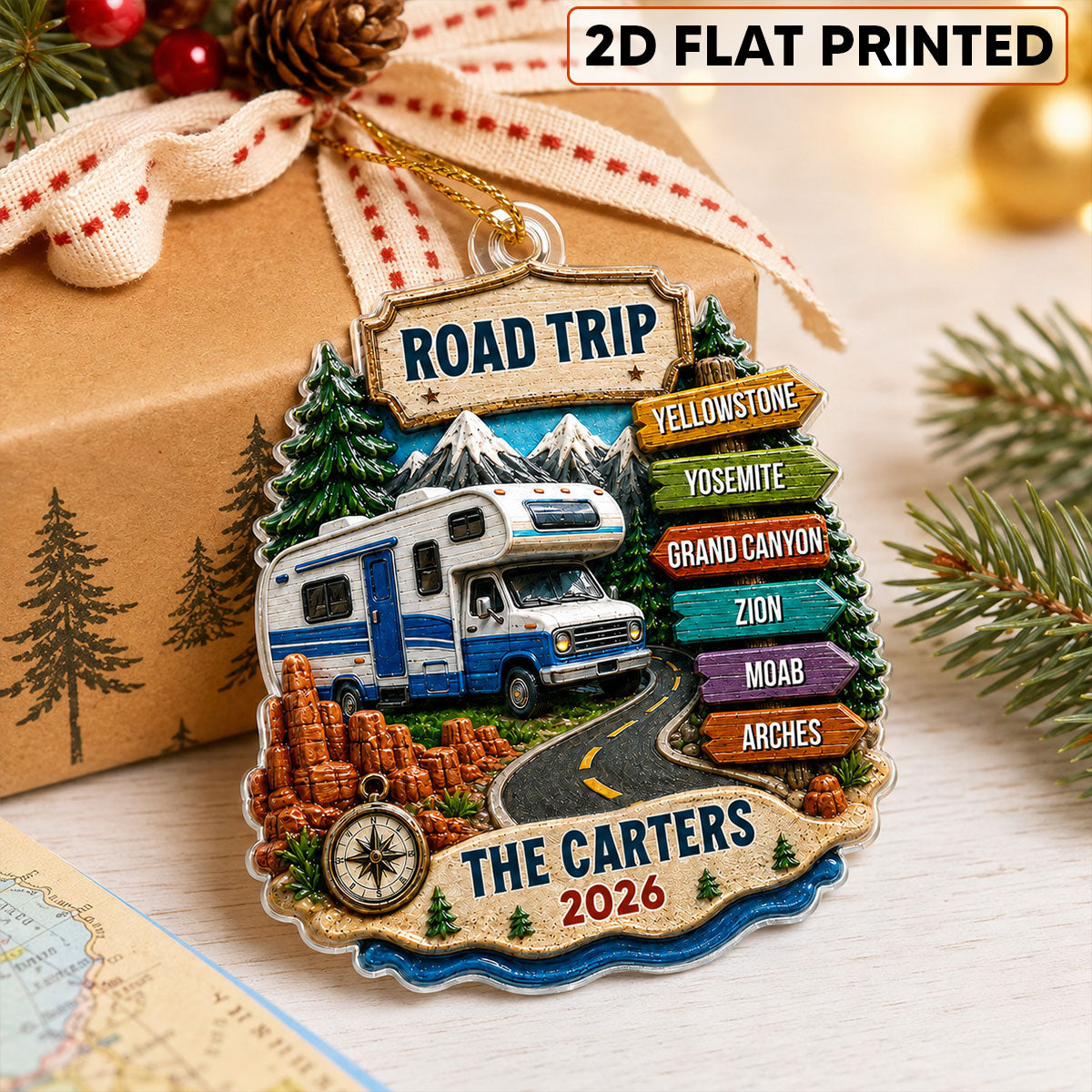 Road Trip Travel Adventure - Personalized Acrylic Ornament