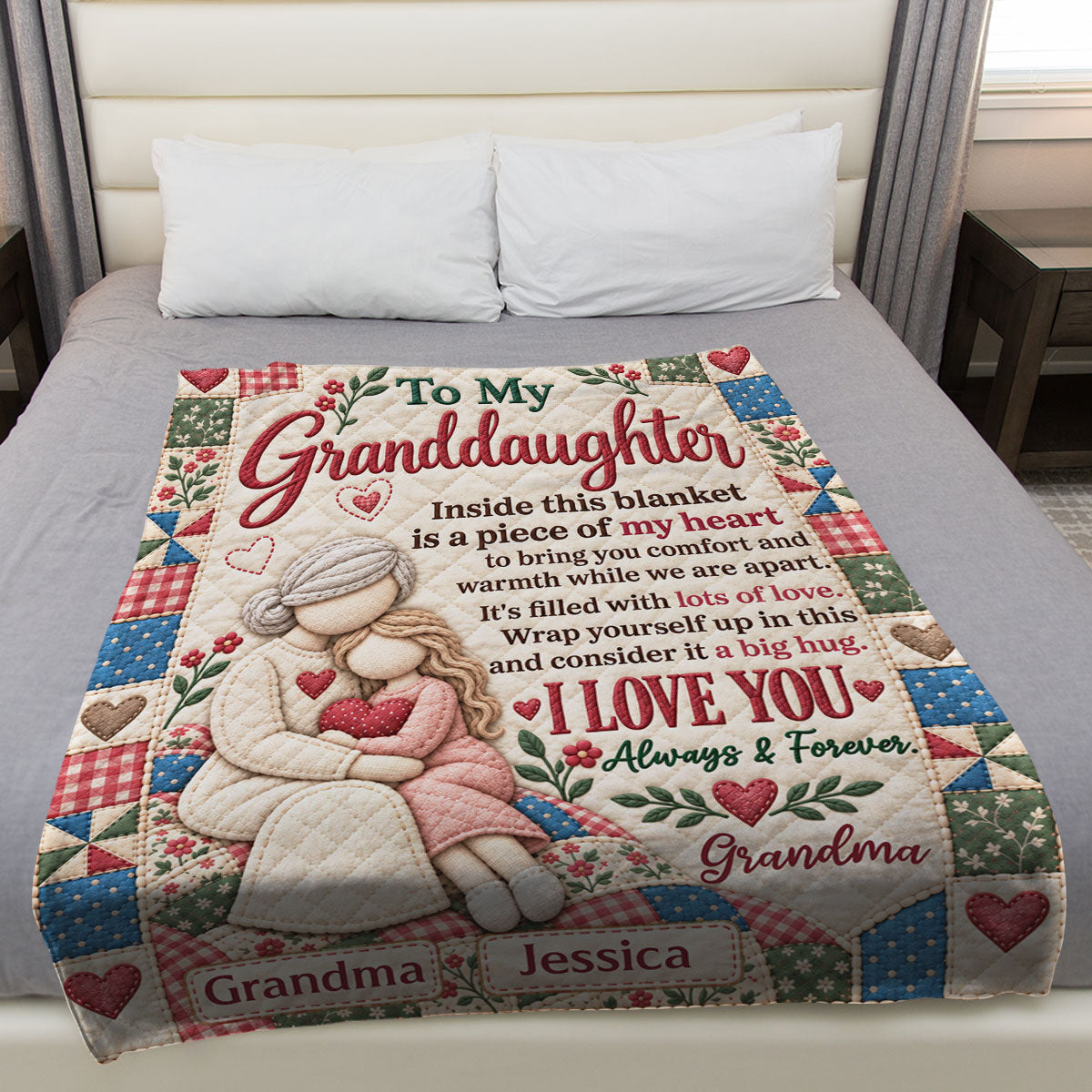 Hugs Warmth And Love Personalized Fleece Blanket