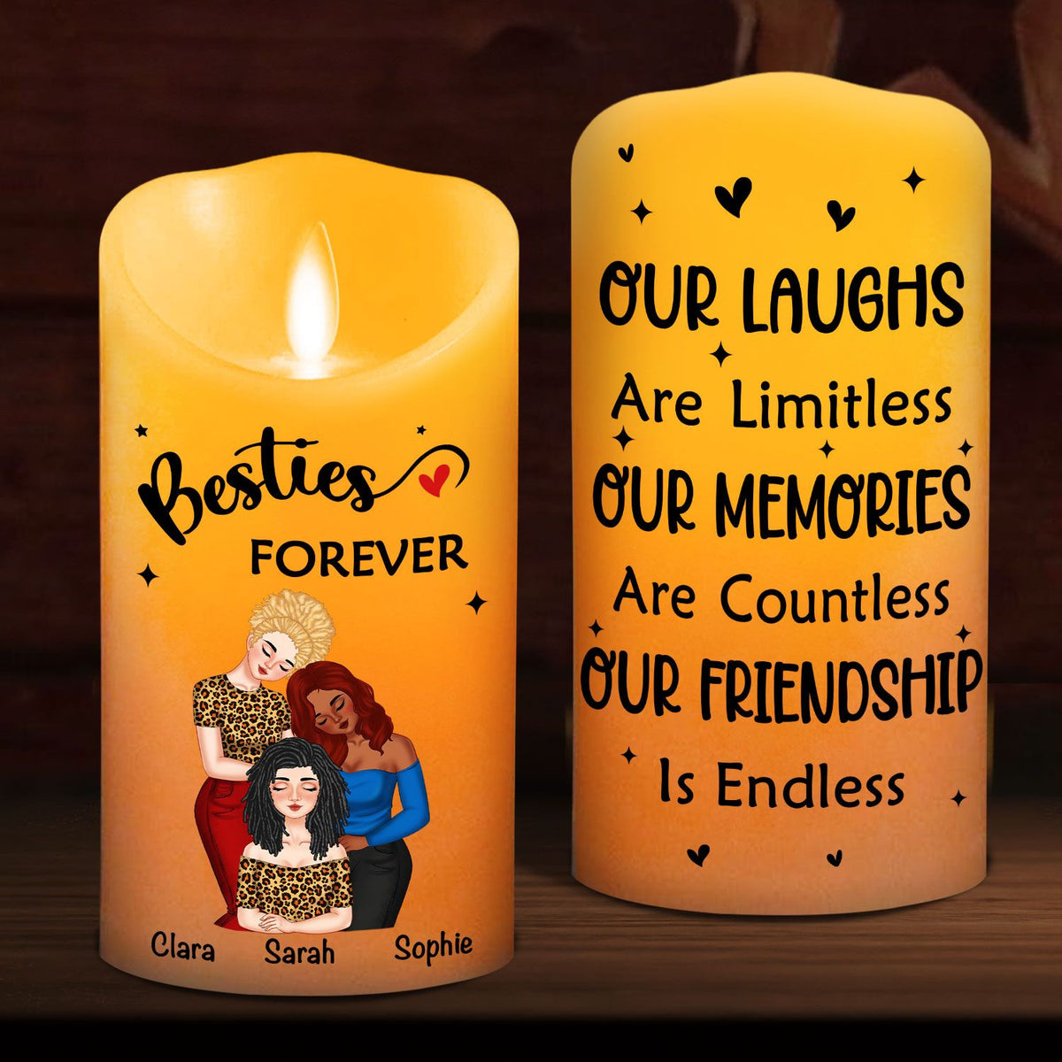 Our Friendship personalized LED candle