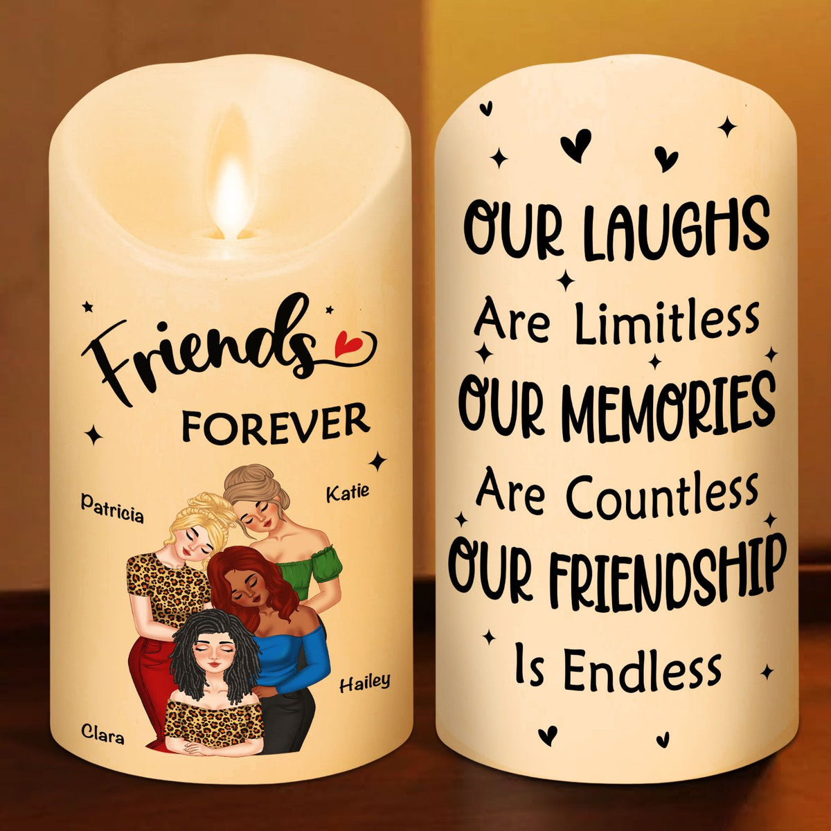 Our Friendship personalized LED candle