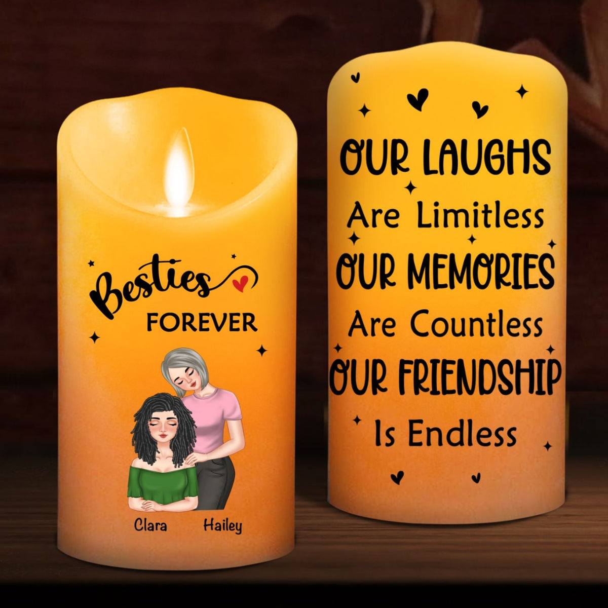 Our Friendship personalized LED candle