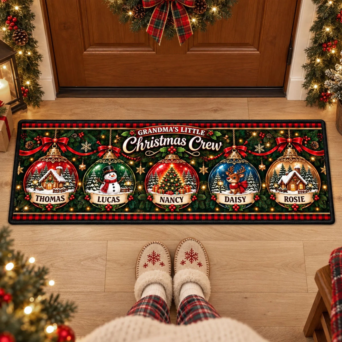 Our Little Snow Globe personalized runner rug