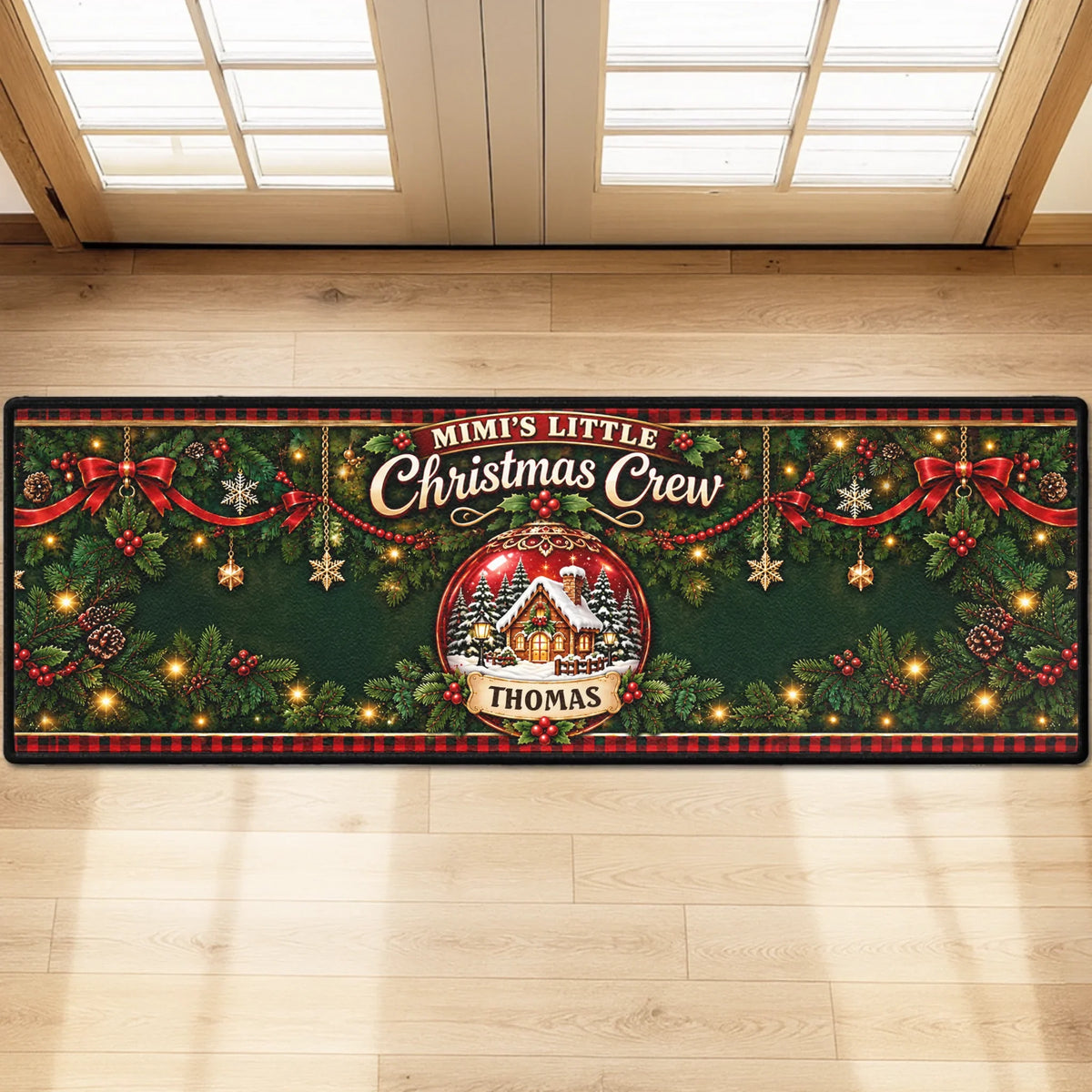 Our Little Snow Globe personalized runner rug
