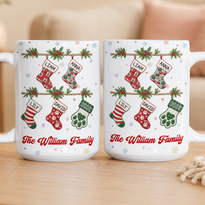 Our Family Patchwork Print Stocking - Personalized Mug — 4