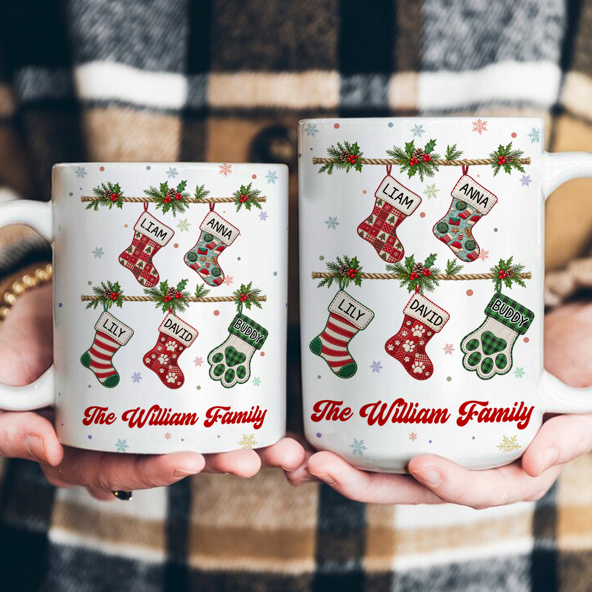 Our Family Patchwork Print Stocking - Personalized Mug — 5