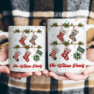 Our Family Patchwork Print Stocking - Personalized Mug — 5
