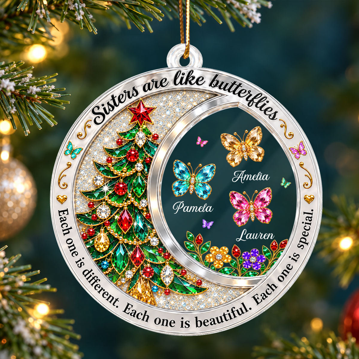Sisters Are Like Butterflies - Personalized Acrylic Ornament