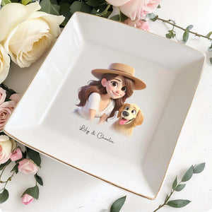Cherish Every Moment With Your Pet In Cartoon Style - Personalized Custom Jewelry Dish - PET028_SCRD