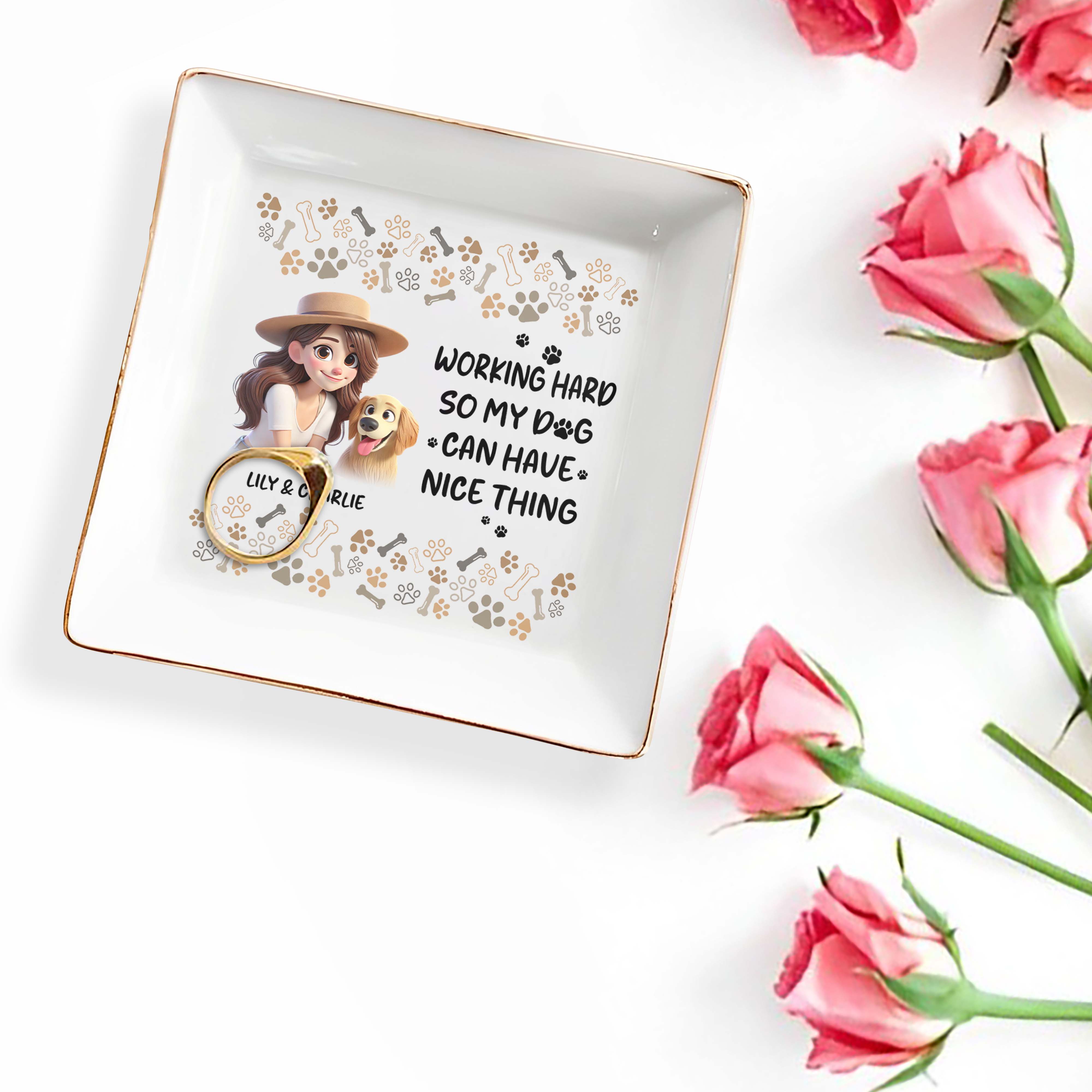 Working Hard So My Dog Can Have Nice Things - Personalized Custom Jewelry Dish - PET030_SCRD
