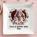 Life Is Better With Your Furry Friend, Girl and Bulldog Design - Personalized Custom Jewelry Dish - PET060_SCRD
