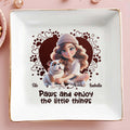 Paws And Enjoy The Little Things With Hearts And Bulldog - Personalized Custom Jewelry Dish - PET063_SCRD