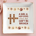 A Girl And Her Dogs, A Bond That Can't Be Broken - Personalized Custom Jewelry Dish - PET073_SCRD