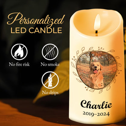 Miss Me Light Up Candle With Dog Photo And Paw Prints - Personalized Custom LED Candle - PET076_LECA