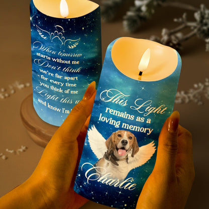 When Tomorrow Starts Without Me Memorial Candle With Dog And Stars - Personalized Custom LED Candle - PET077_LECA