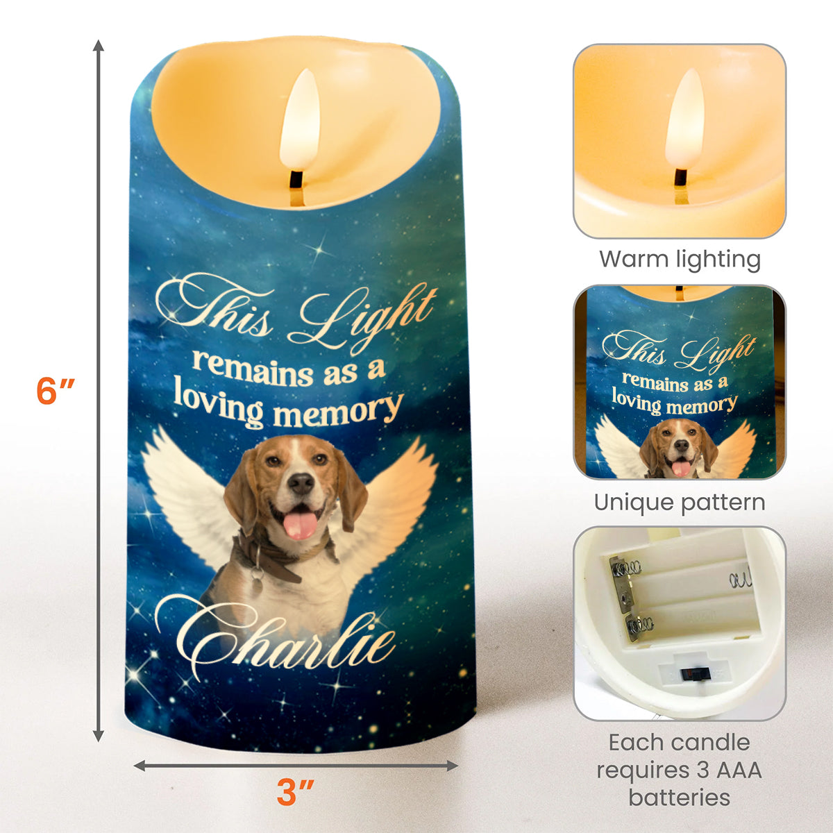 When Tomorrow Starts Without Me Memorial Candle With Dog And Stars - Personalized Custom LED Candle - PET077_LECA