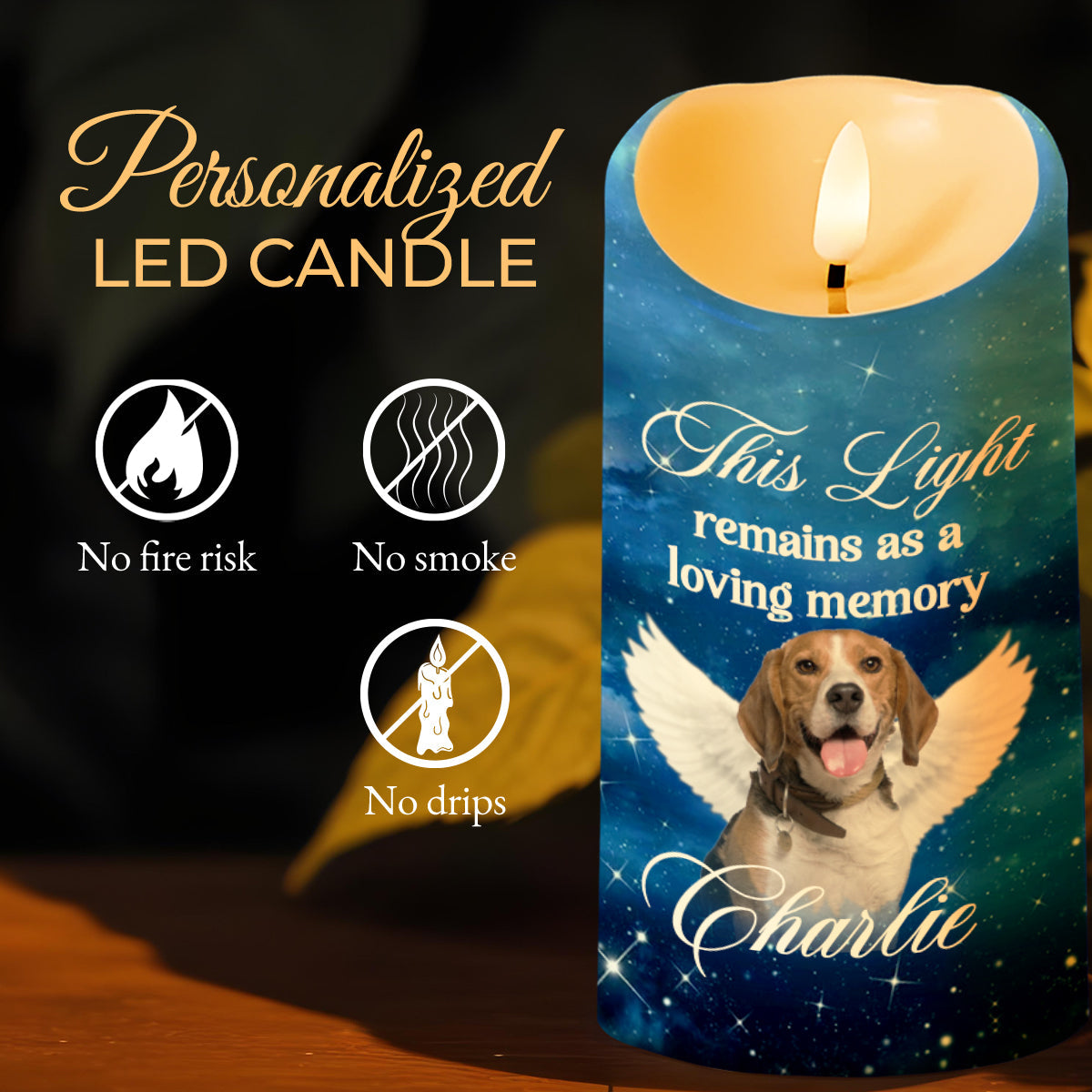 When Tomorrow Starts Without Me Memorial Candle With Dog And Stars - Personalized Custom LED Candle - PET077_LECA