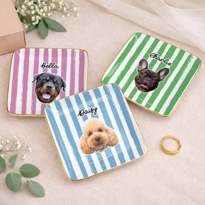 Capture The Joy Of Your Beloved Pet - Personalized Custom Jewelry Dish, Ceramic Dish, Square Shape - PET132_SCRF