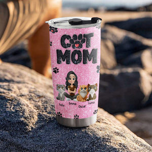Lovely Cat Mom Blink tumbler outdoors
