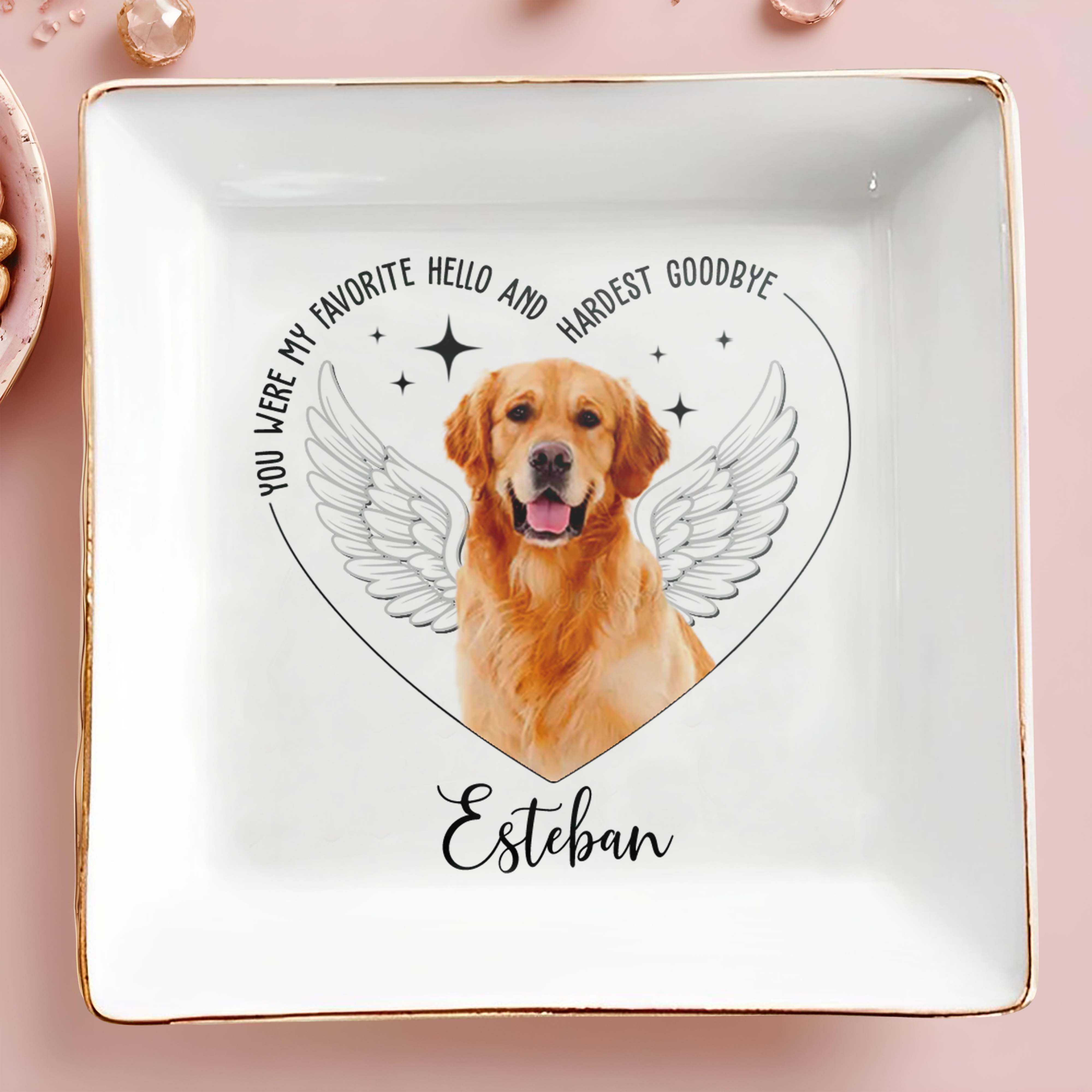 Favorite Hello Hardest Goodbye Memorial Dish - Personalized Custom Jewelry Dish - PME005_SCRD