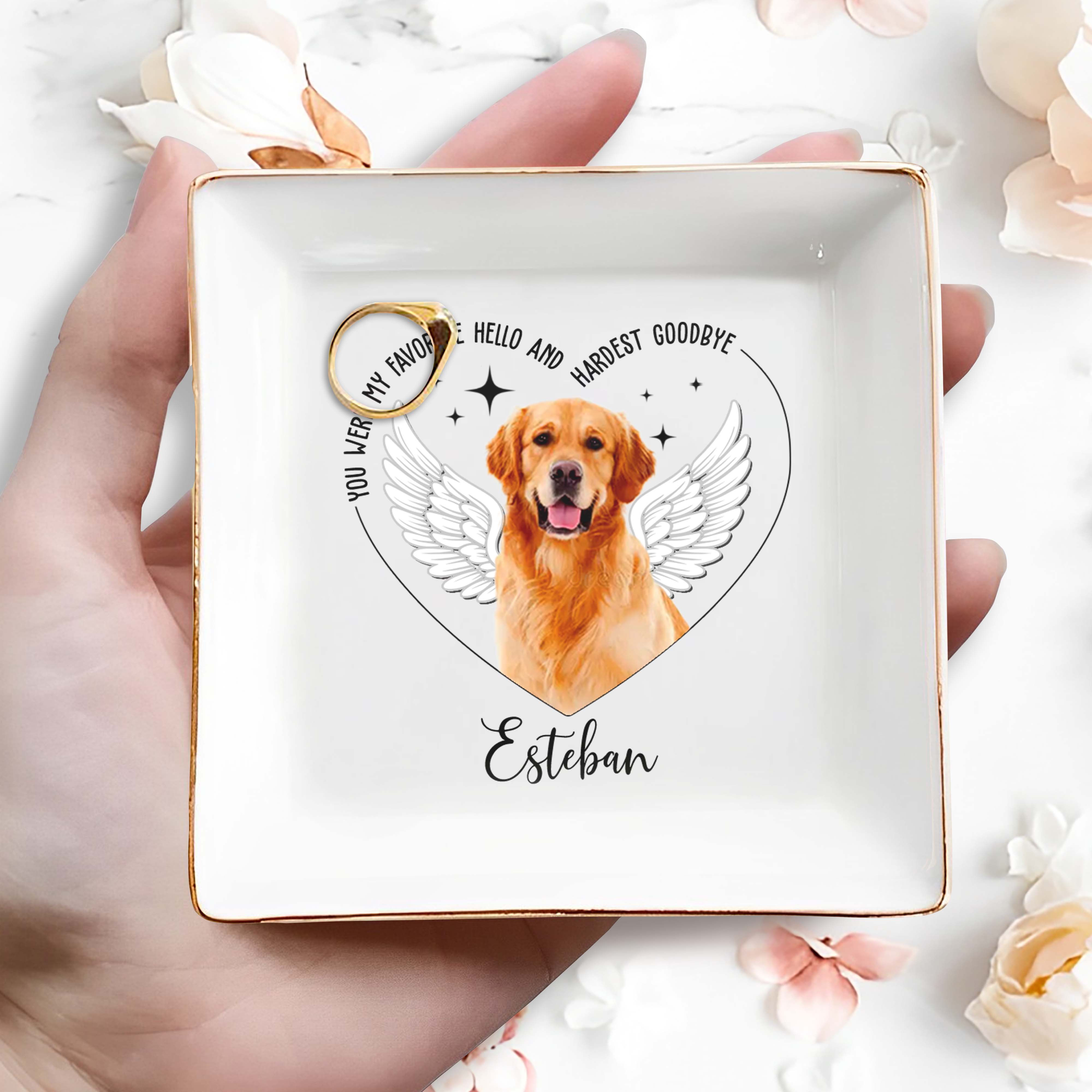 Favorite Hello Hardest Goodbye Memorial Dish - Personalized Custom Jewelry Dish - PME005_SCRD