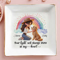 Girl And Her Pet Under Rainbow Shine In My Heart - Personalized Custom Jewelry Dish - PME011_SCRD