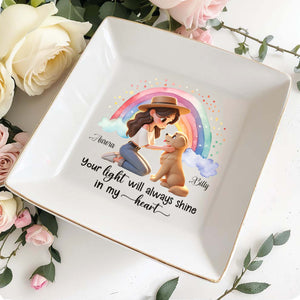 Girl And Her Pet Under Rainbow Shine In My Heart - Personalized Custom Jewelry Dish - PME011_SCRD