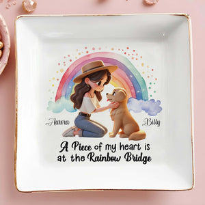 Rainbow Bridge Heartfelt Memorial For Beloved Pet - Personalized Custom Jewelry Dish - PME012_SCRD