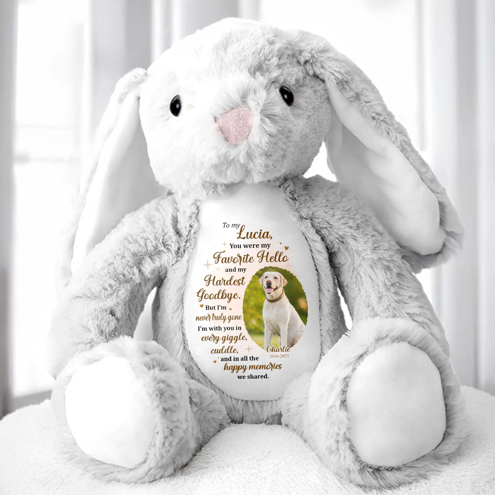You Were My Favorite Hello, Stuffed Bunny And Dog - Personalized Stuffed Bunny - PME032_BUN