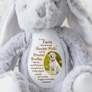 You Were My Favorite Hello, Stuffed Bunny And Dog - Personalized Stuffed Bunny - PME032_BUN