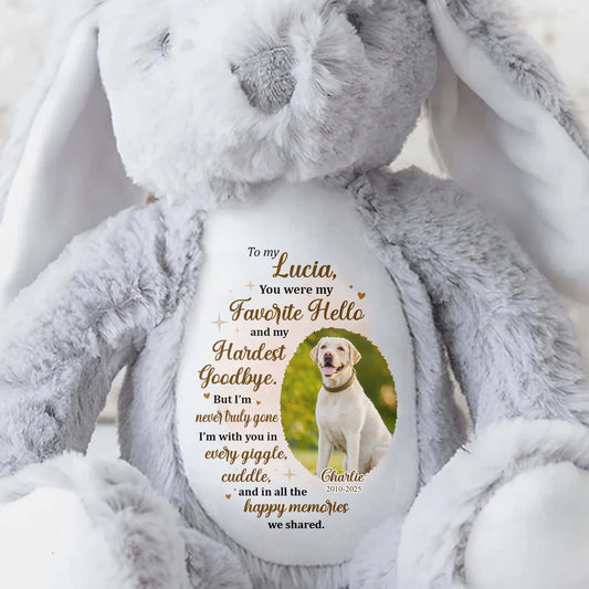 You Were My Favorite Hello, Stuffed Bunny And Dog - Personalized Stuffed Bunny - PME032_BUN