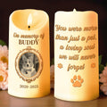 In Memory Of A Beloved Pet With Paw Prints And Photo - Personalized Custom LED Candle - PME079_LECA