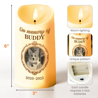 In Memory Of A Beloved Pet With Paw Prints And Photo - Personalized Custom LED Candle - PME079_LECA